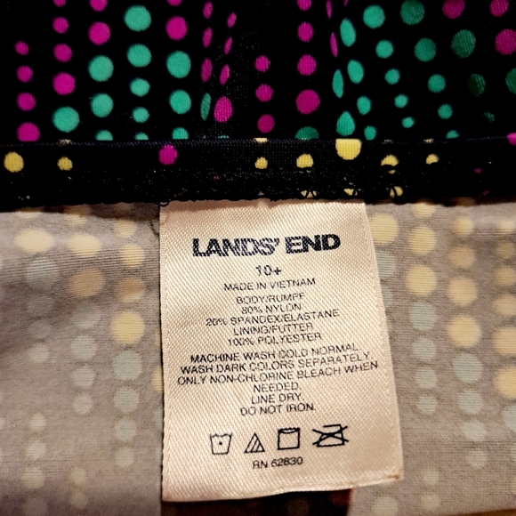 Lands' End girls size 10+ 2 piece racerback top bathing suit Dot design EUC - Picture 4 of 6